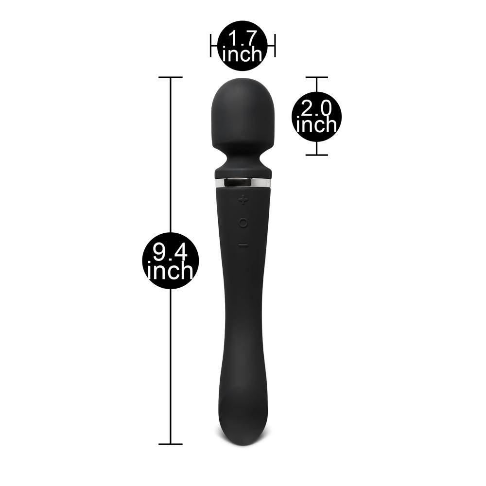 Black Color Rechargeable 10 Speeds Silicone Magic Wand Massager ( Both sides vibrate )