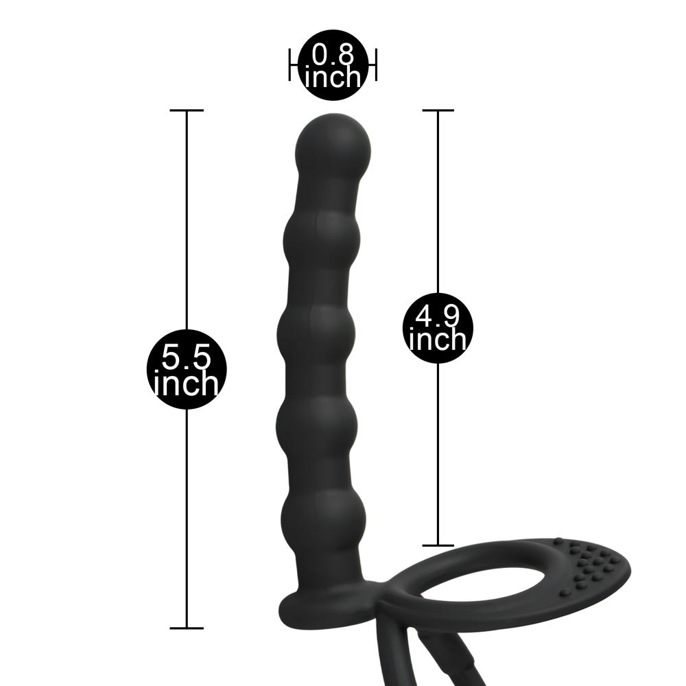 Black Color Silicone Anal Beads with 2 Cock Rings