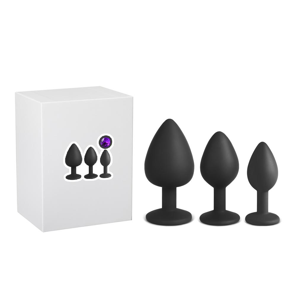 Black Color Silicone Butt Plug Set