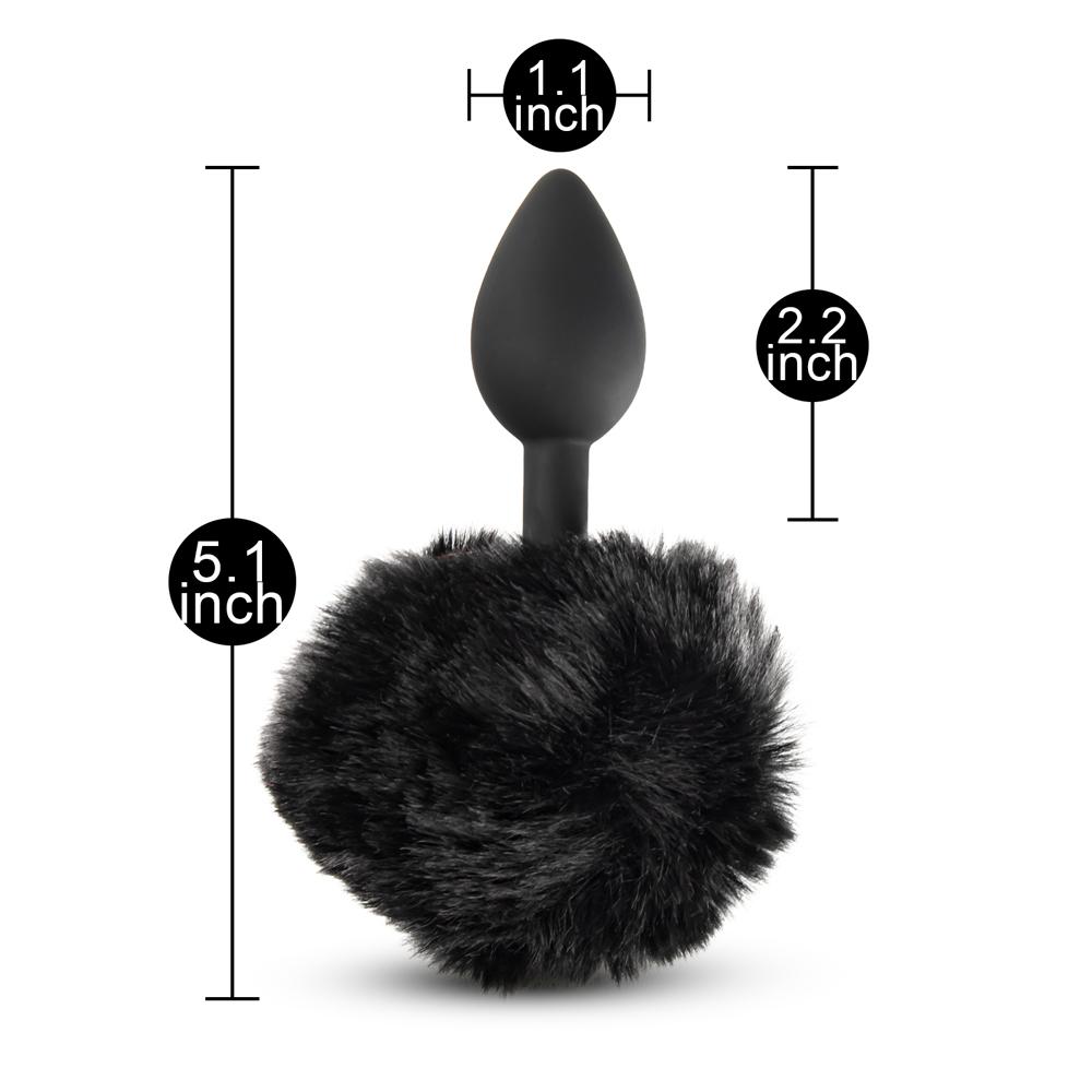 Black Color Silicone Butt Plug with Black Tail