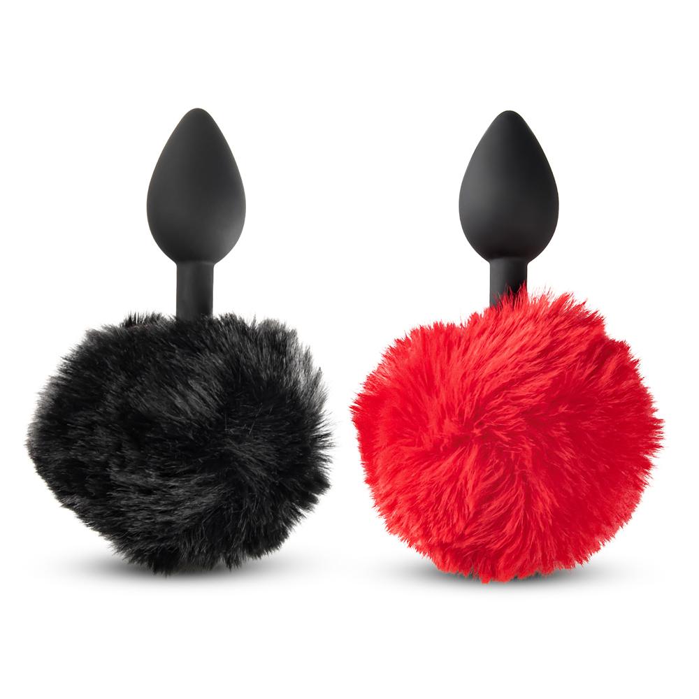 Black Color Silicone Butt Plug with Black Tail