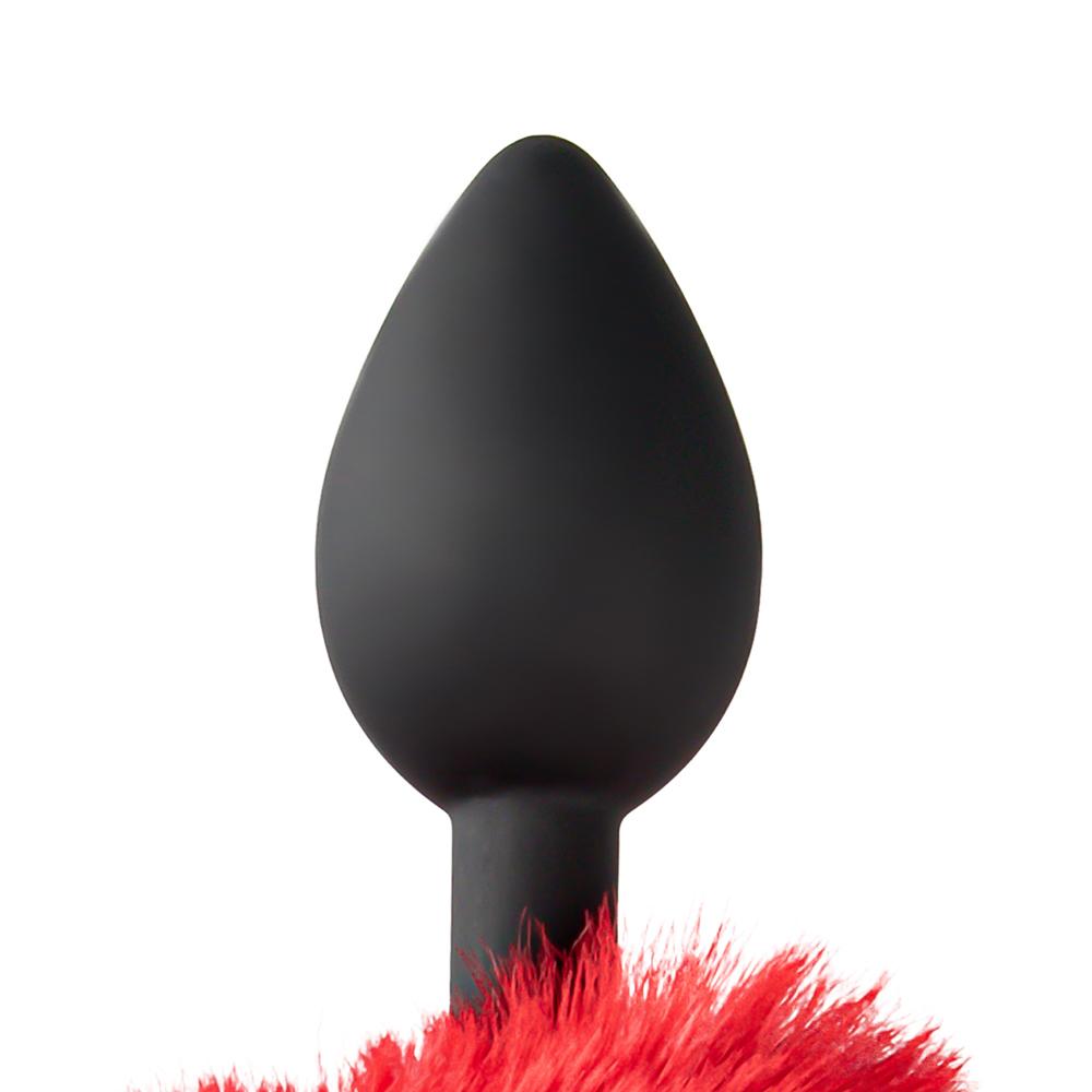 Black Color Silicone Butt Plug with Red Tail