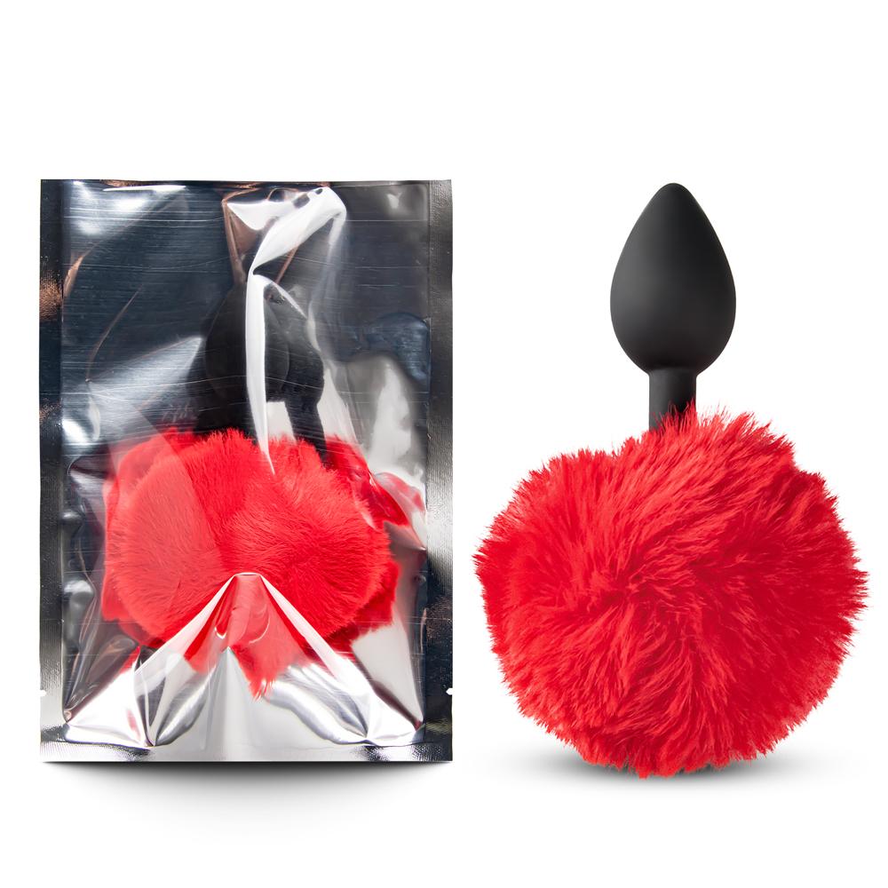 Black Color Silicone Butt Plug with Red Tail