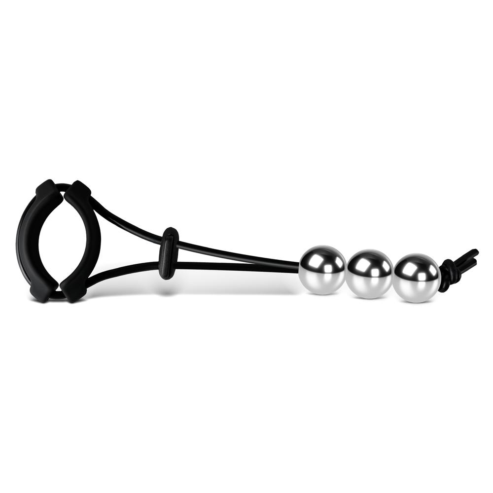 Black Color Silicone Cock Ring with Triple Balls