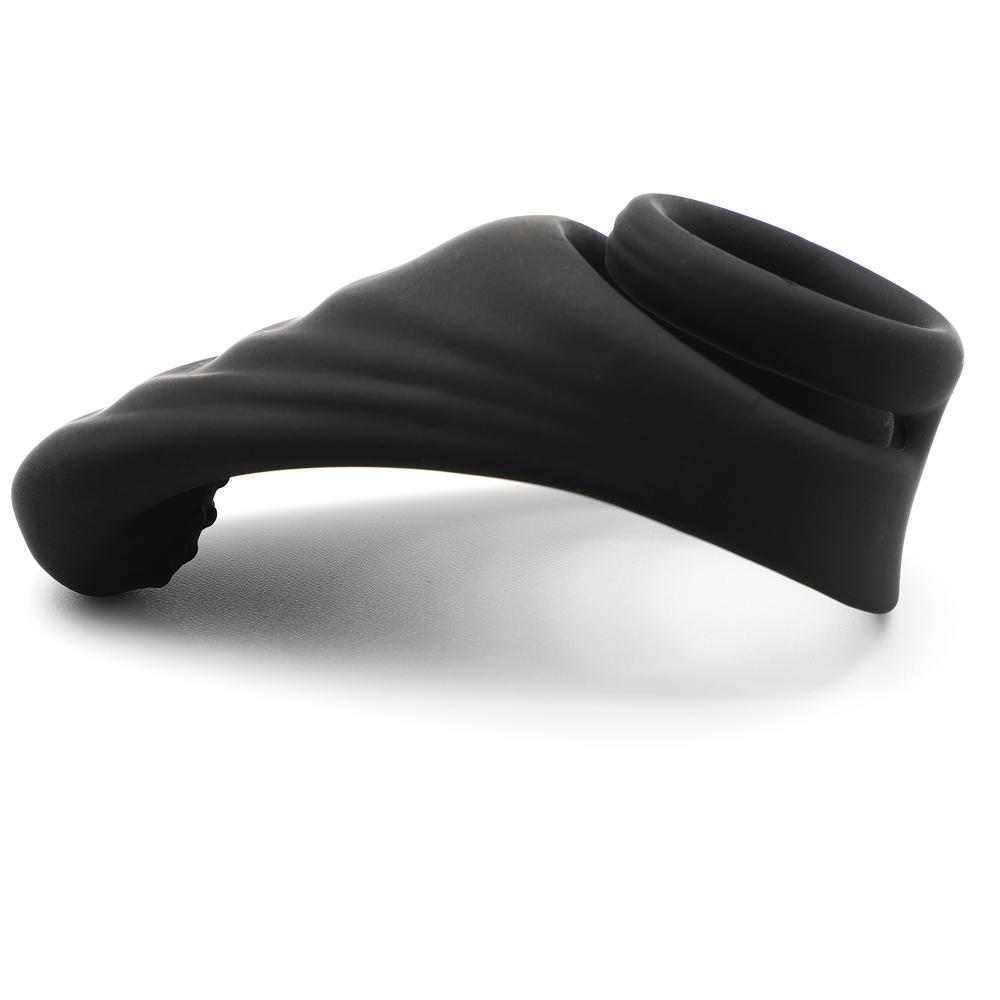 Black Color Silicone Dual Penis Ring with Taint Teaser