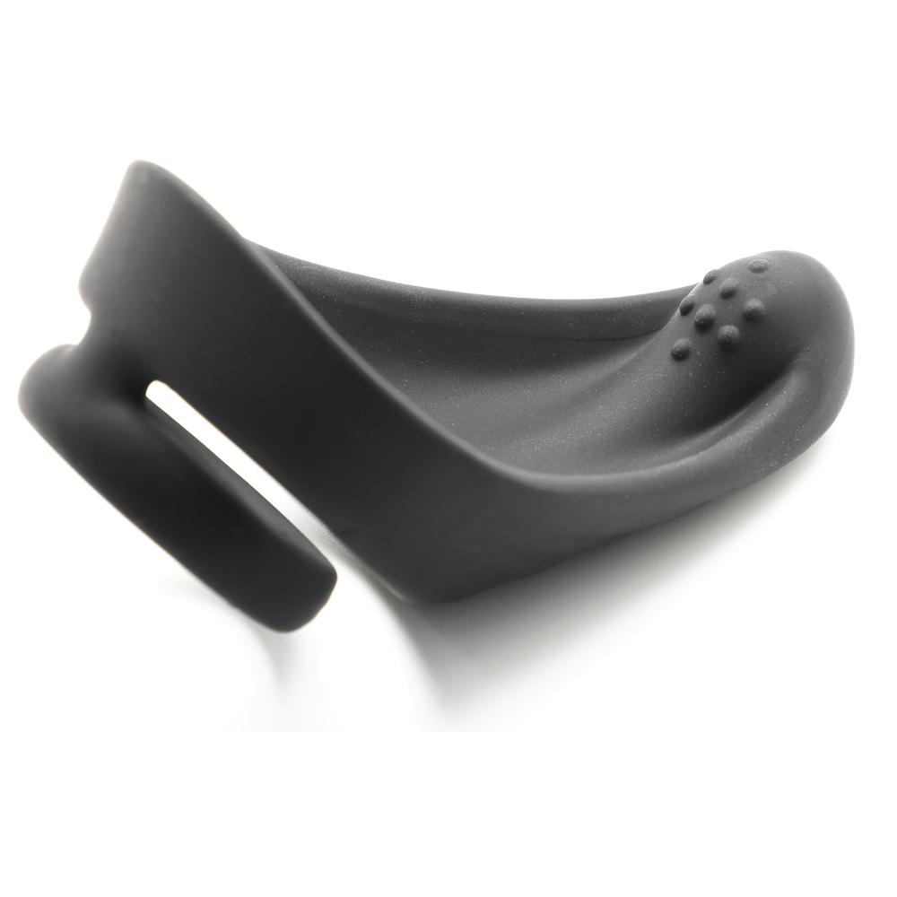 Black Color Silicone Dual Penis Ring with Taint Teaser