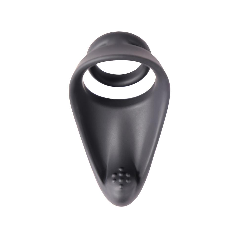 Black Color Silicone Dual Penis Ring with Taint Teaser