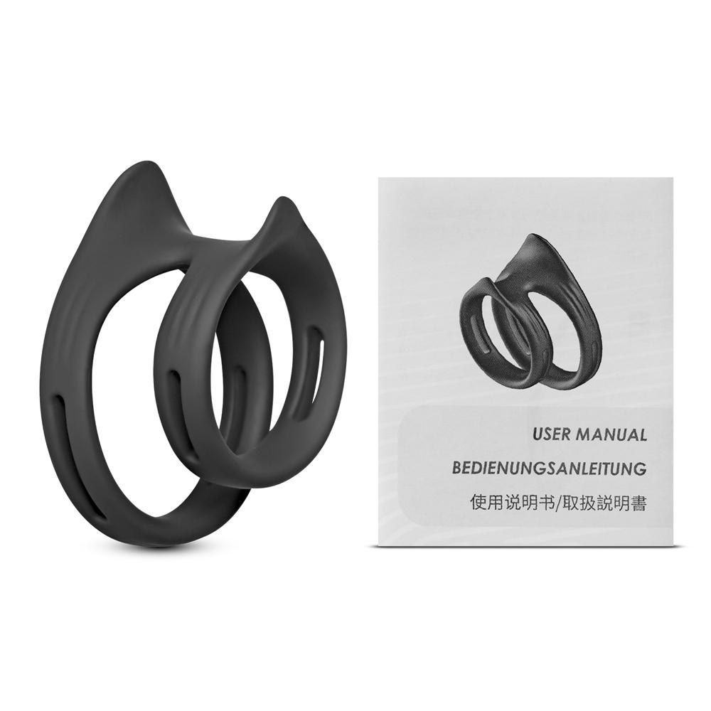 Black Color Silicone Dual Penis Rings