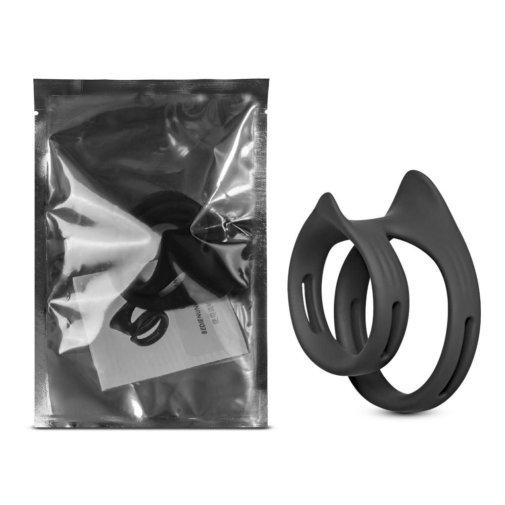 Black Color Silicone Dual Penis Rings