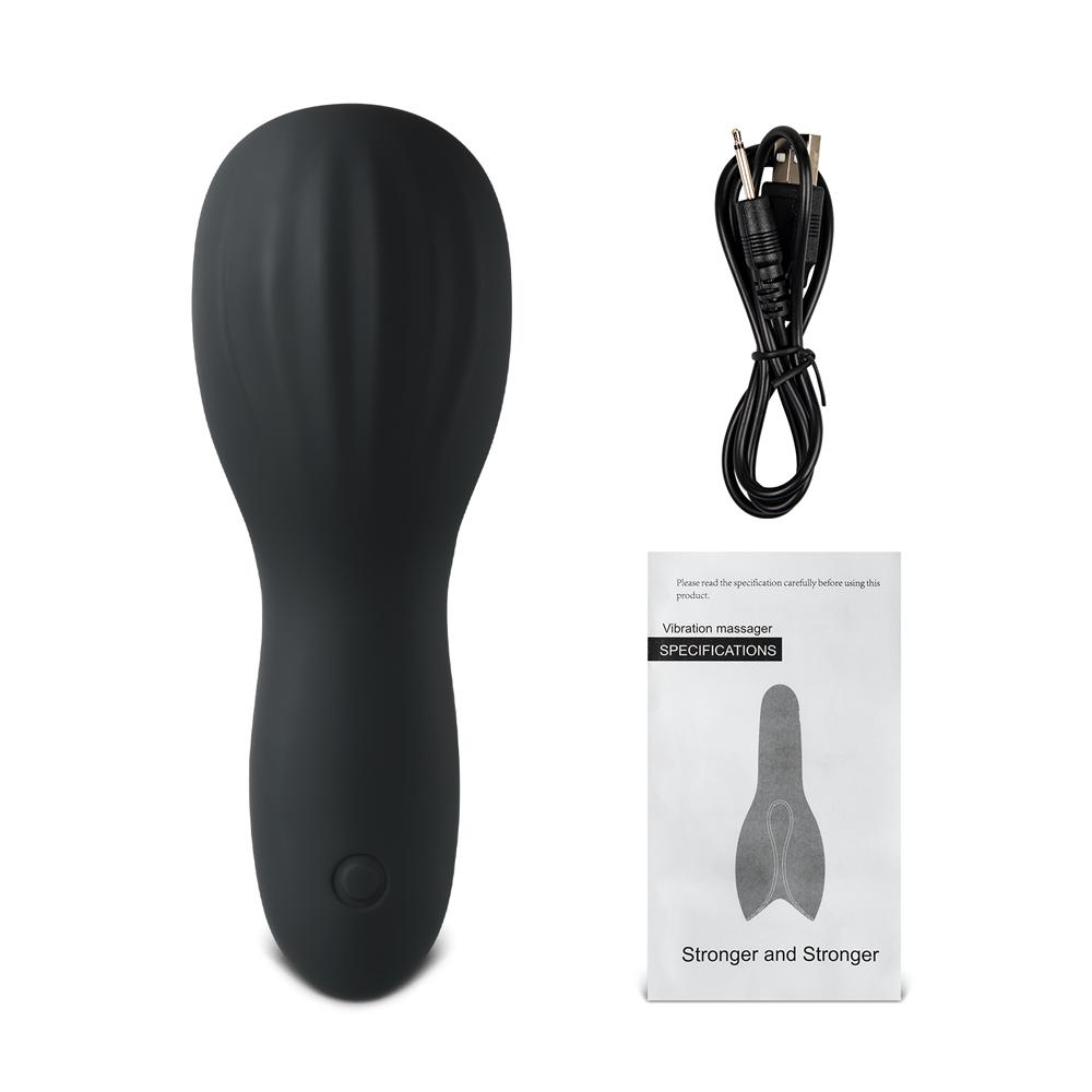 Black Color Silicone Male Masturbator Penis Training Vibrator I