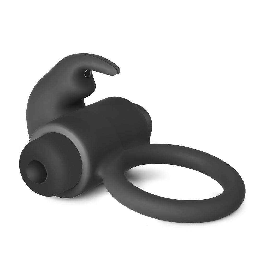 Black Color Silicone Rabbit Vibrating Cock Ring