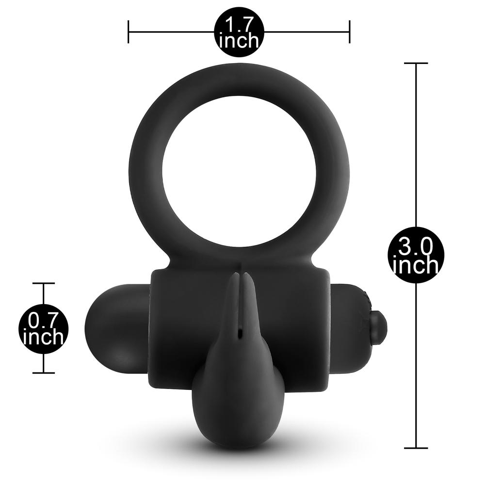 Black Color Silicone Rabbit Vibrating Cock Ring