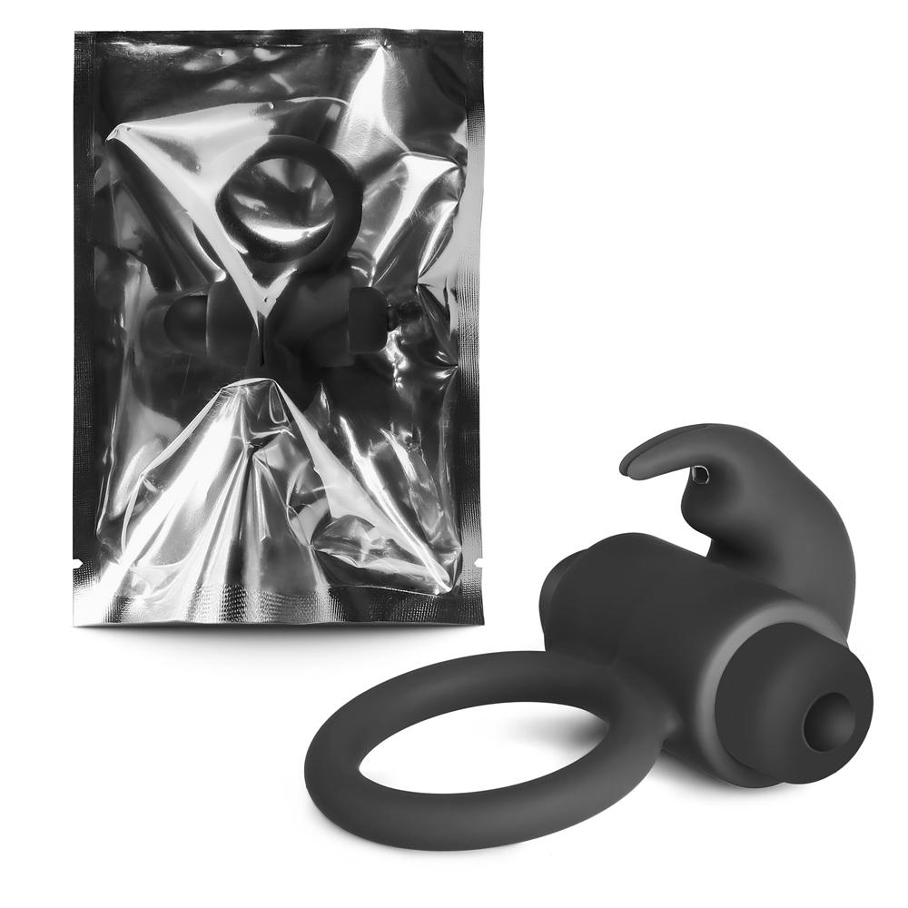 Black Color Silicone Rabbit Vibrating Cock Ring