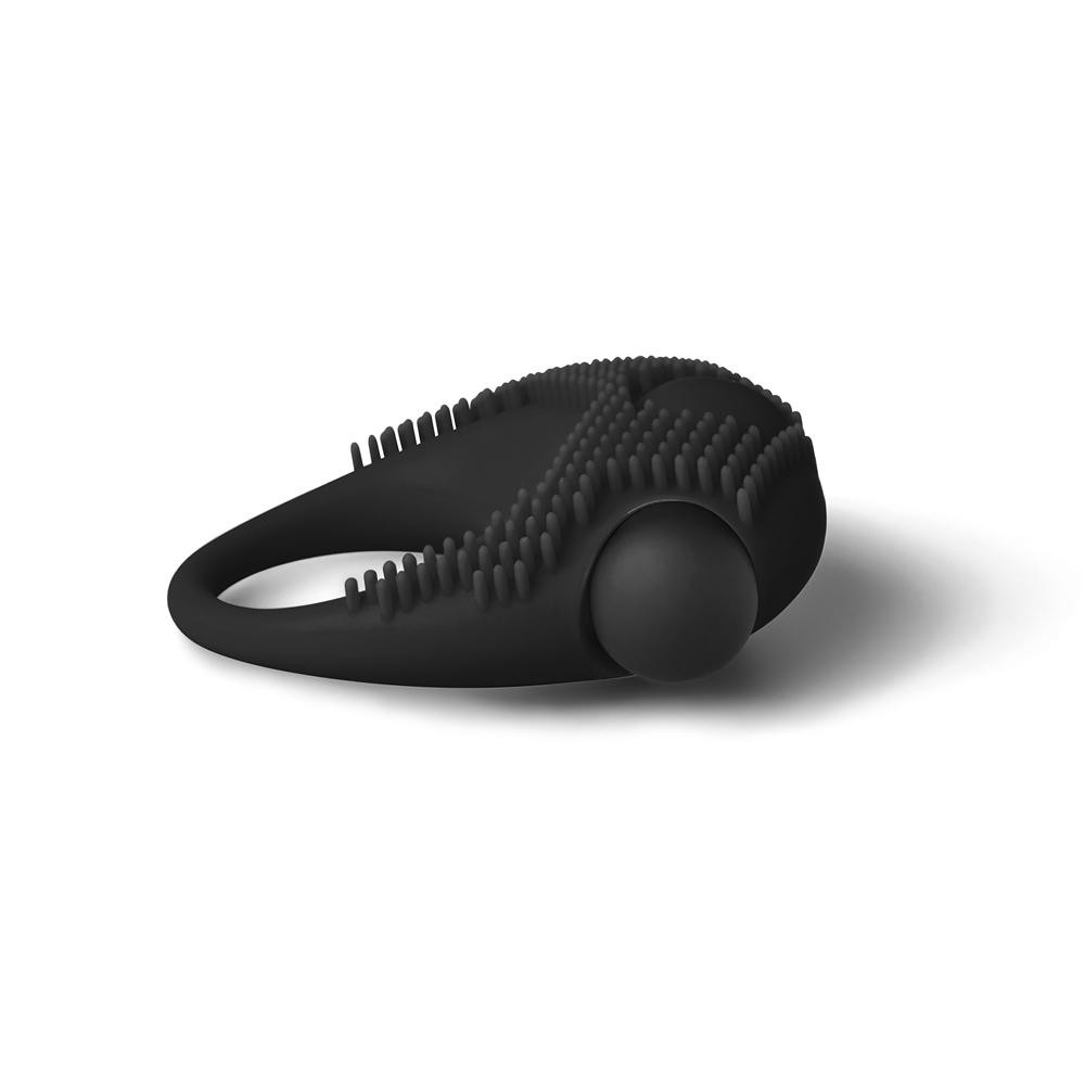 Black Color Silicone Vibrating Cock Ring with Clitoral Stimulator