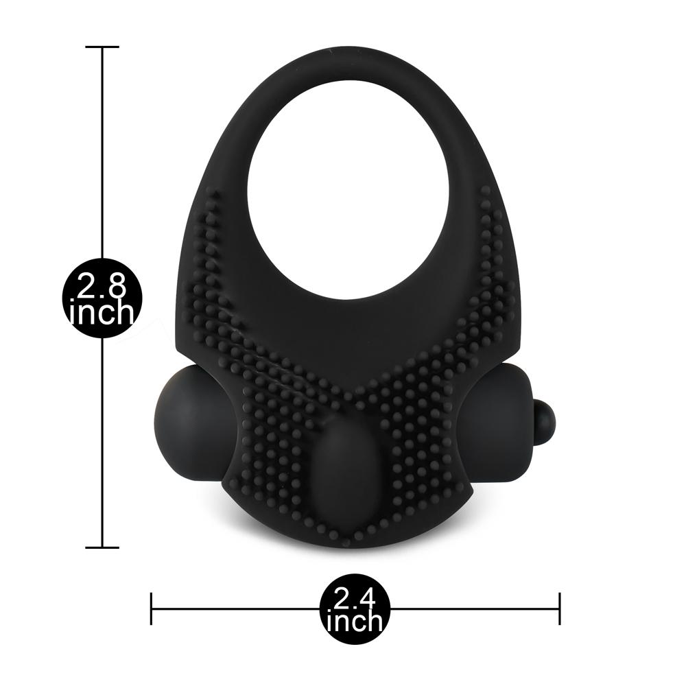 Black Color Silicone Vibrating Cock Ring with Clitoral Stimulator