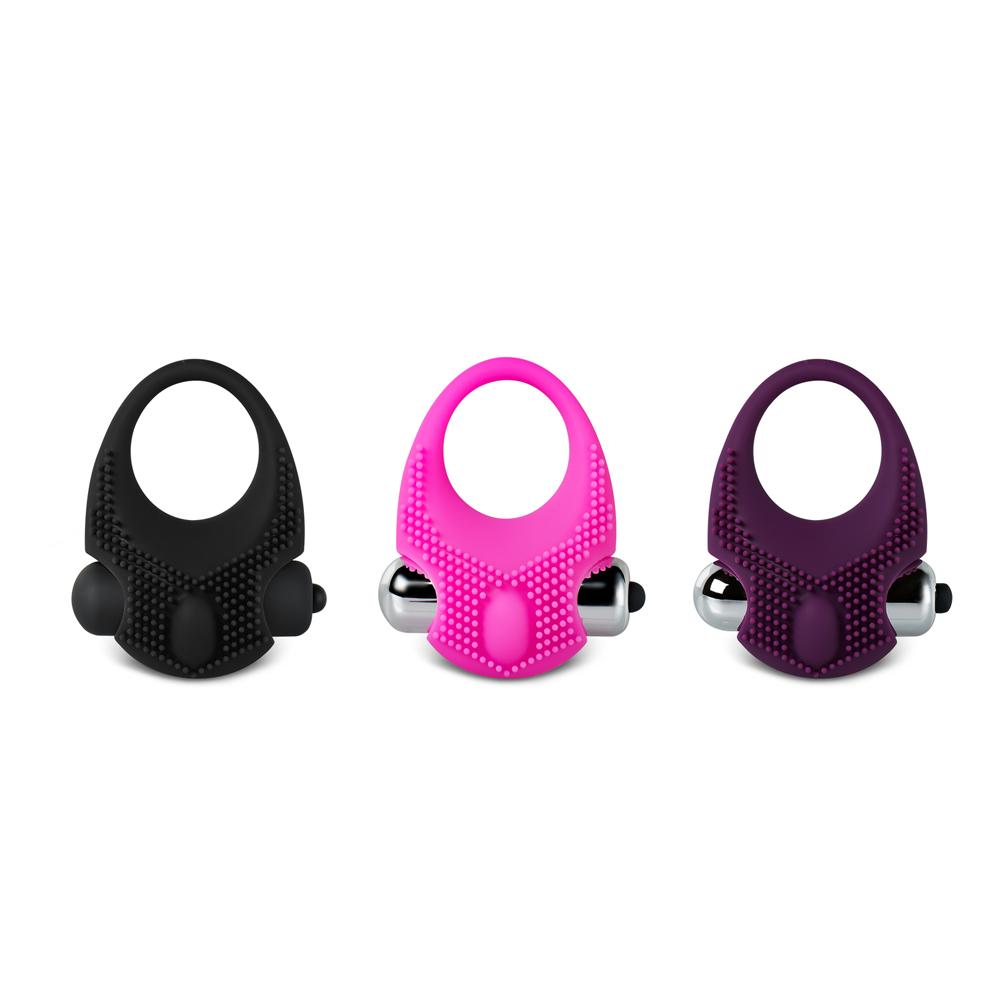 Black Color Silicone Vibrating Cock Ring with Clitoral Stimulator