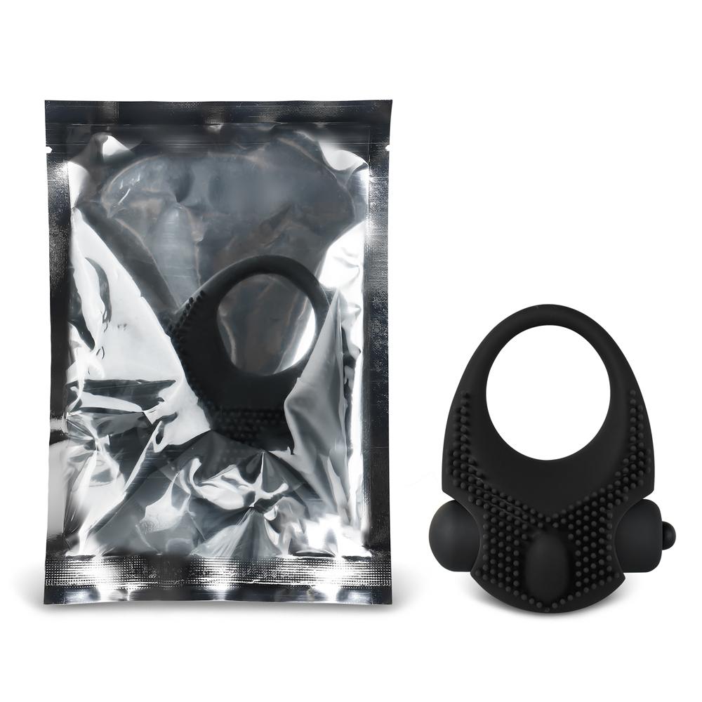 Black Color Silicone Vibrating Cock Ring with Clitoral Stimulator