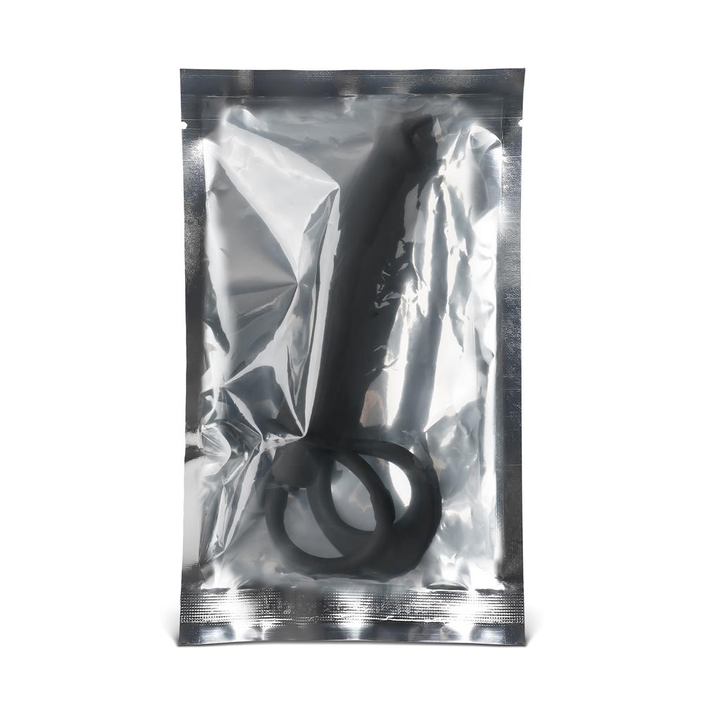 Black Color Silicone Vibrating Dildo with 2 Cock Rings