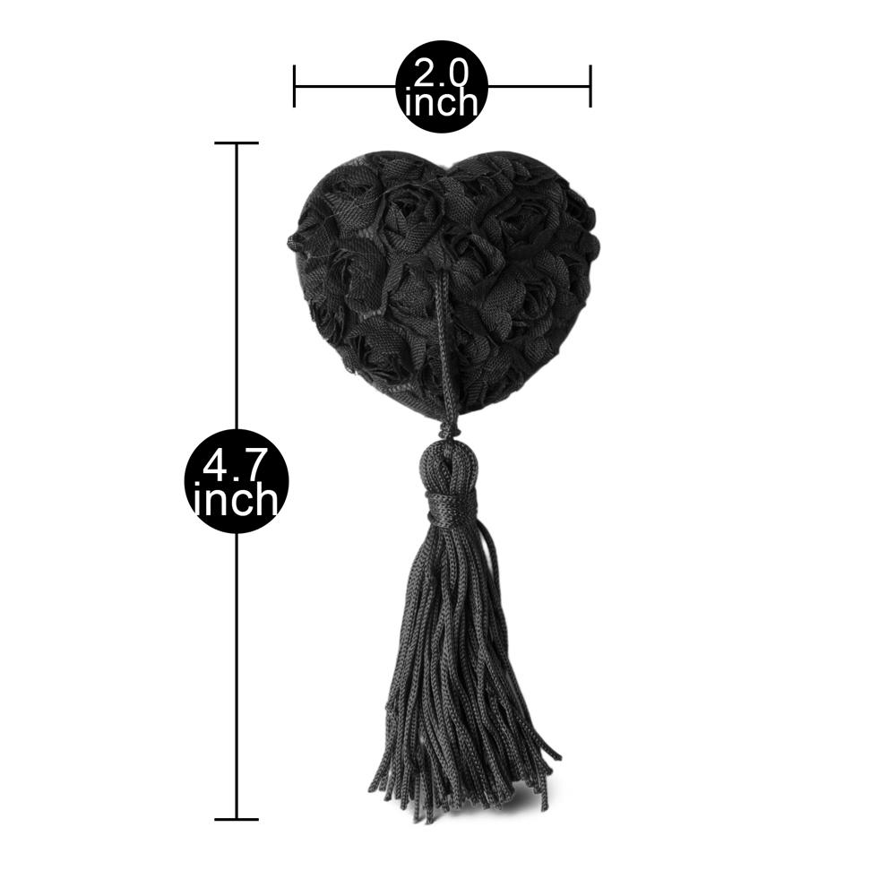 Black Lace Rose Nipple Tassels