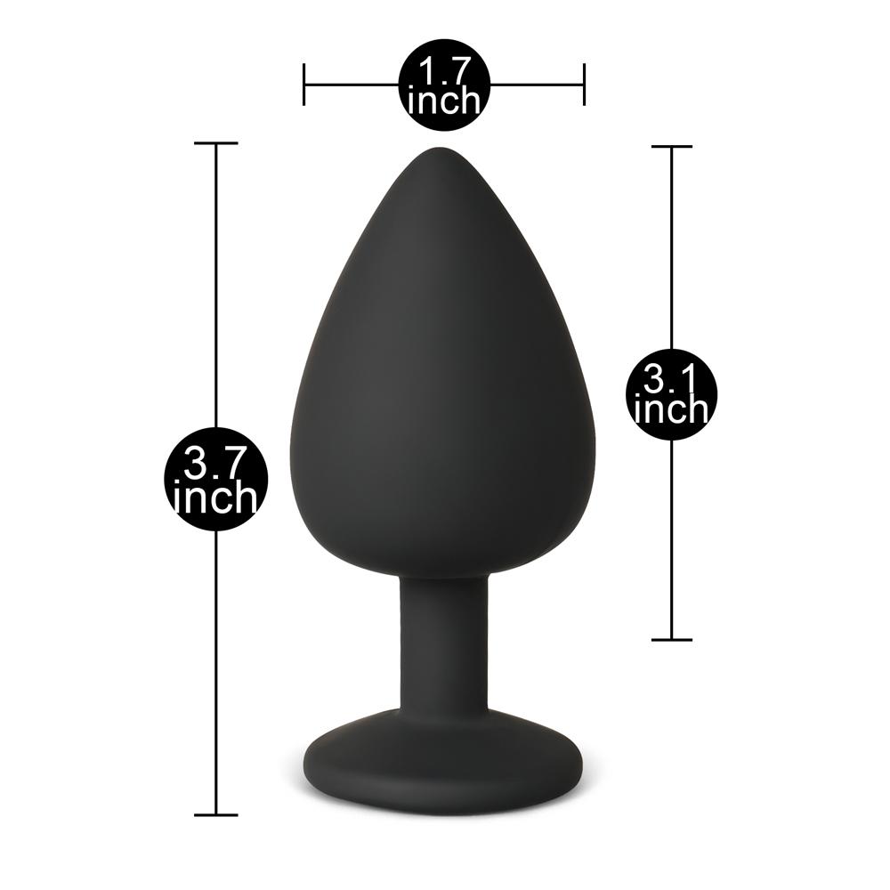 Black Large Size Silicone Anal Plug with Purple Diamond