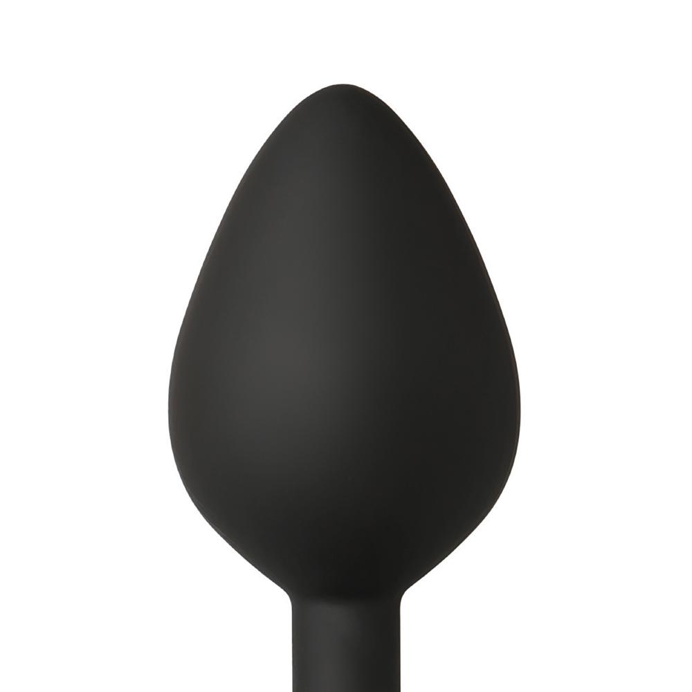 Black Medium Size Silicone Anal Plug with Purple Diamond