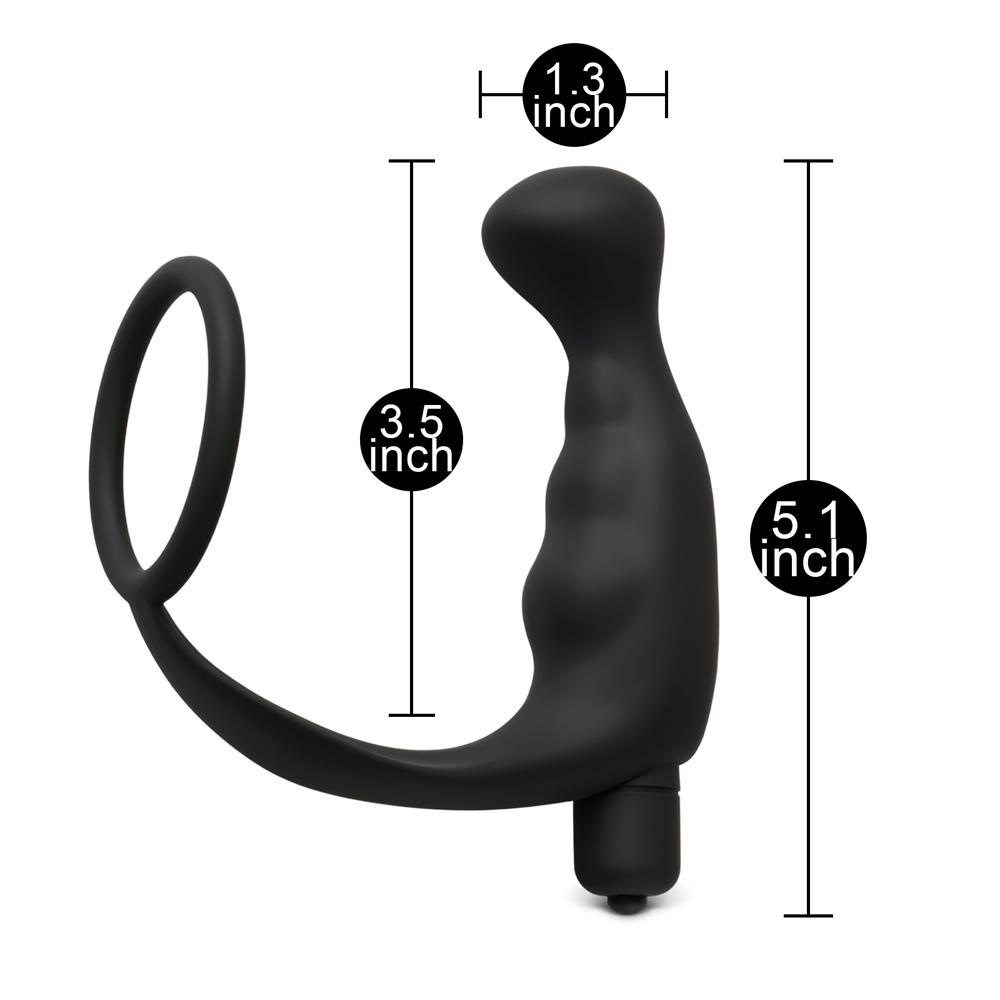 Black Silicone Anal Plug Vibrator with Ring