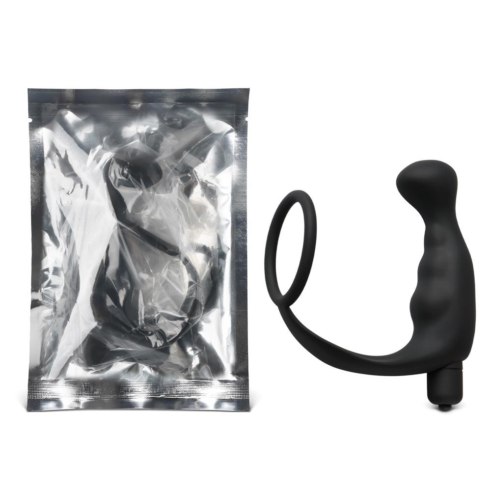 Black Silicone Anal Plug Vibrator with Ring