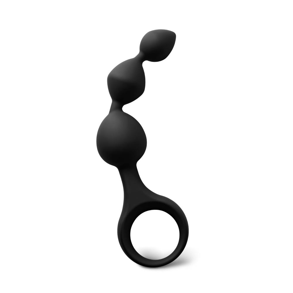 Black Silicone Anal Triball Beaded Butt Plug