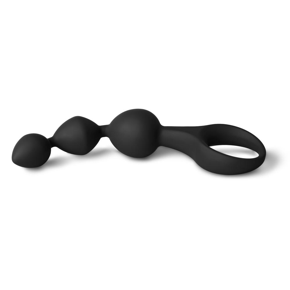 Black Silicone Anal Triball Beaded Butt Plug