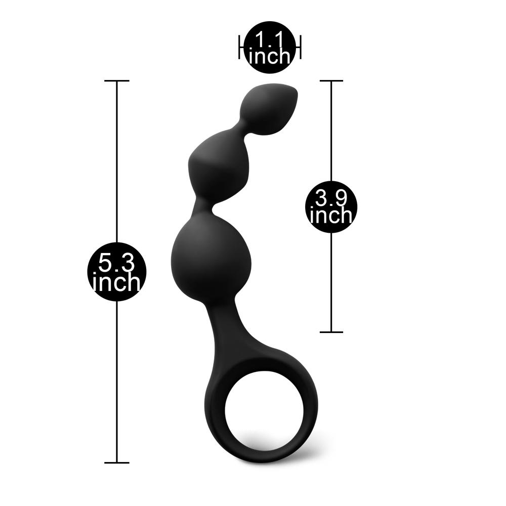 Black Silicone Anal Triball Beaded Butt Plug