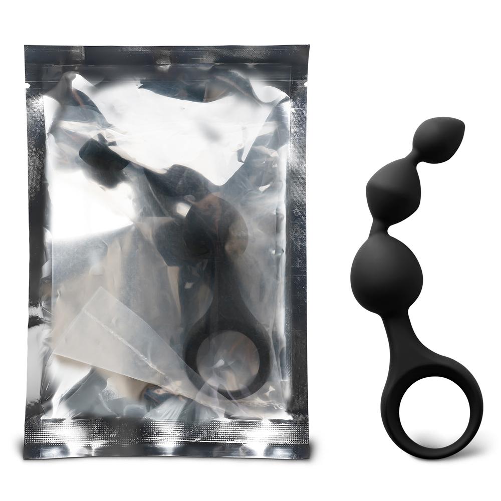 Black Silicone Anal Triball Beaded Butt Plug