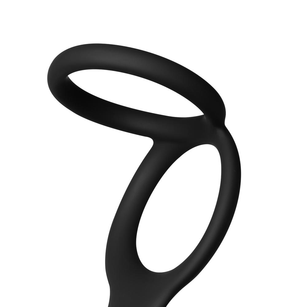 Black Silicone Anal Vibrator with 2 Rings