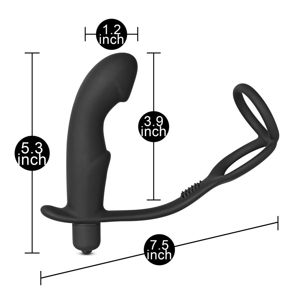 Black Silicone Anal Vibrator with 2 Rings