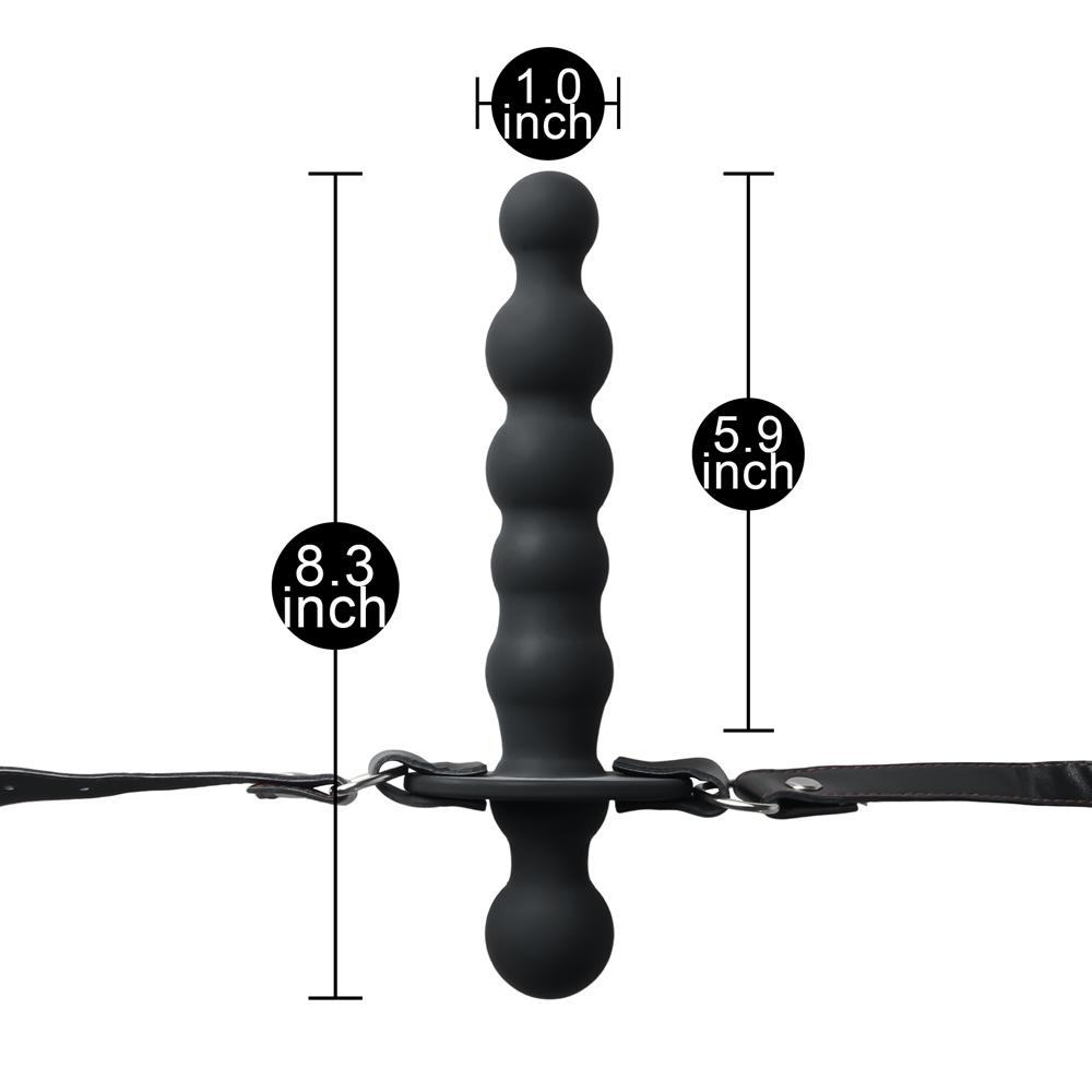 Black Silicone Ball Gag with 14.5 CM Beads