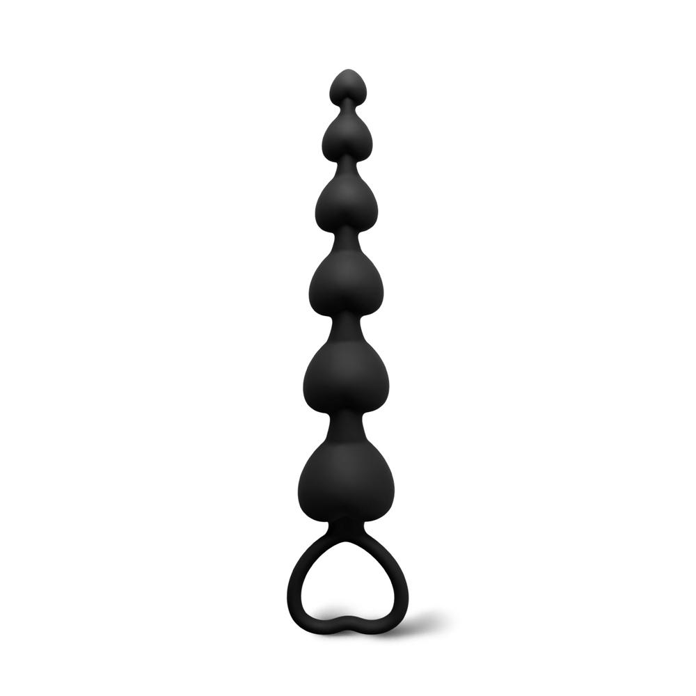 Black Silicone Heart Shape Anal Beads