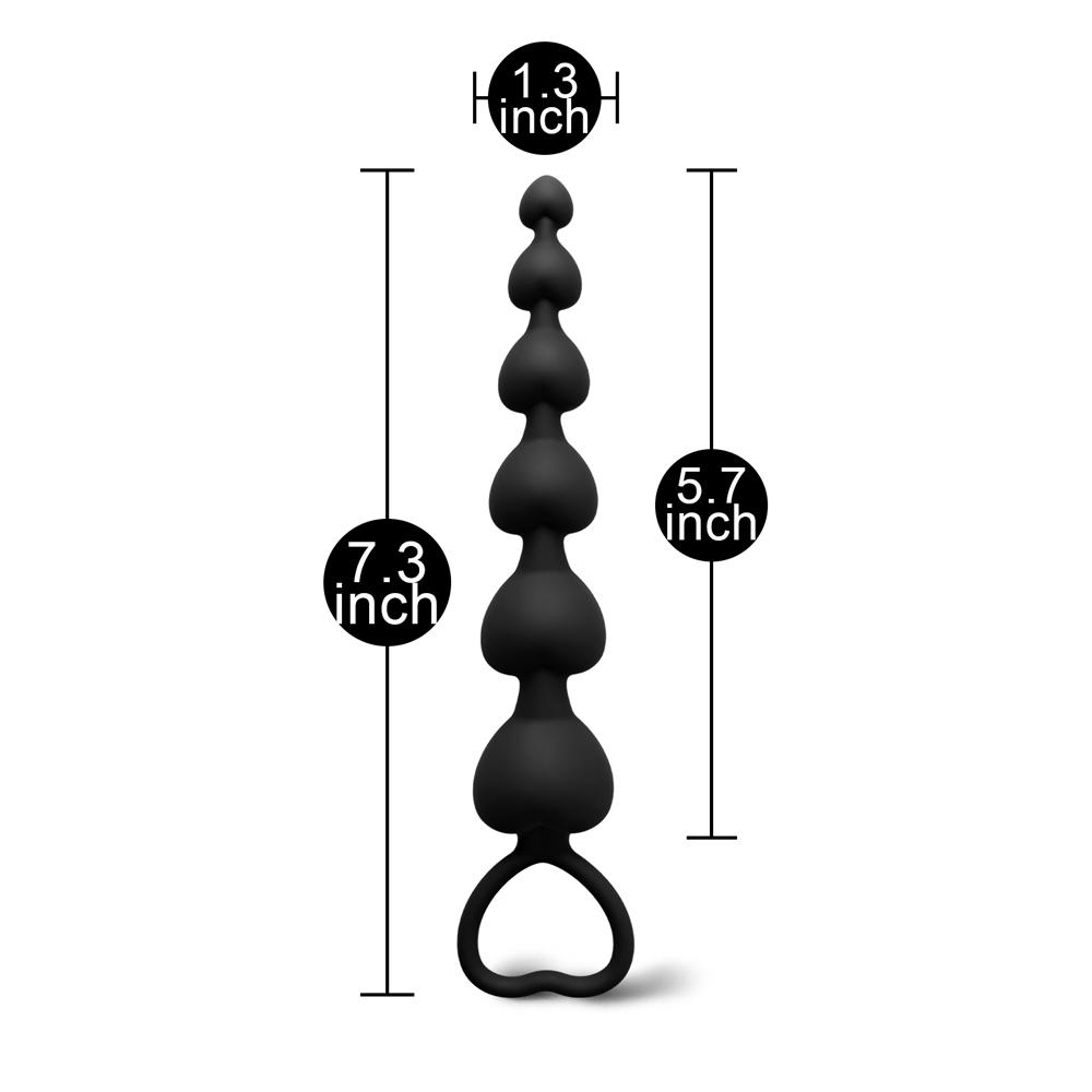 Black Silicone Heart Shape Anal Beads