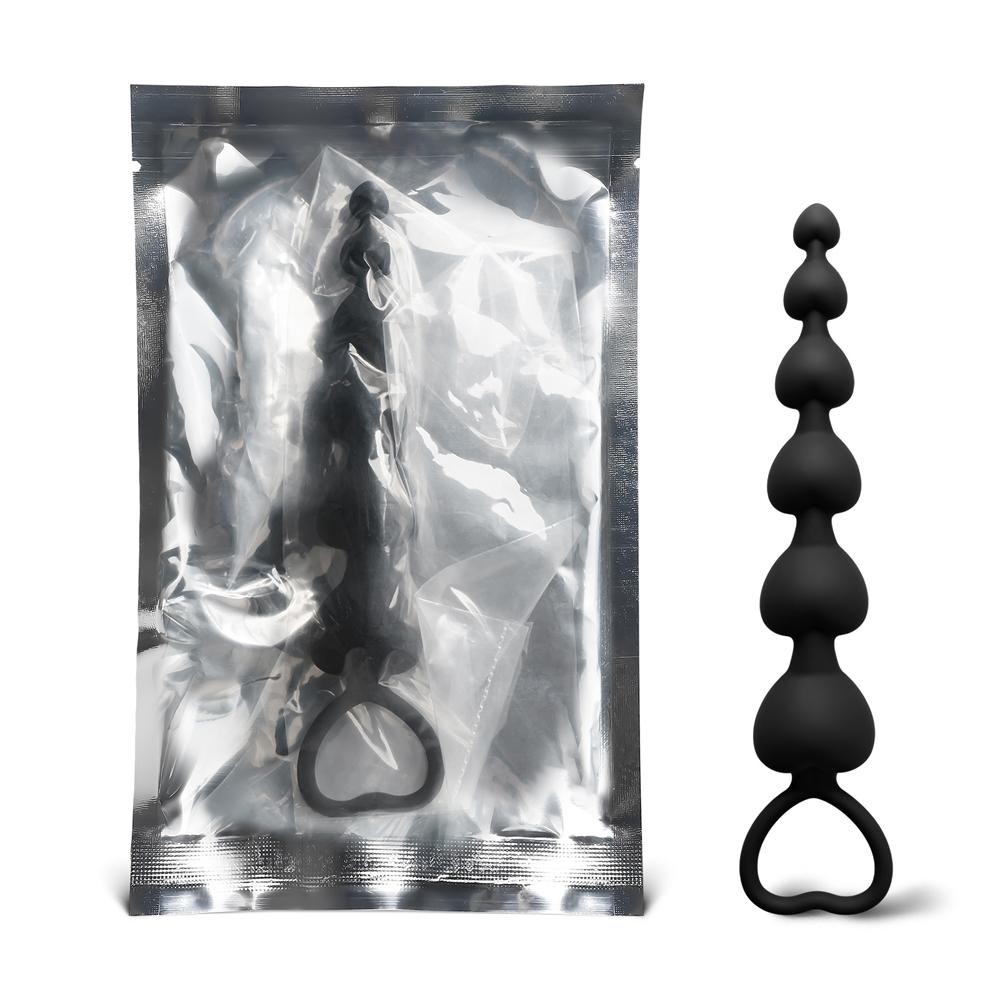 Black Silicone Heart Shape Anal Beads