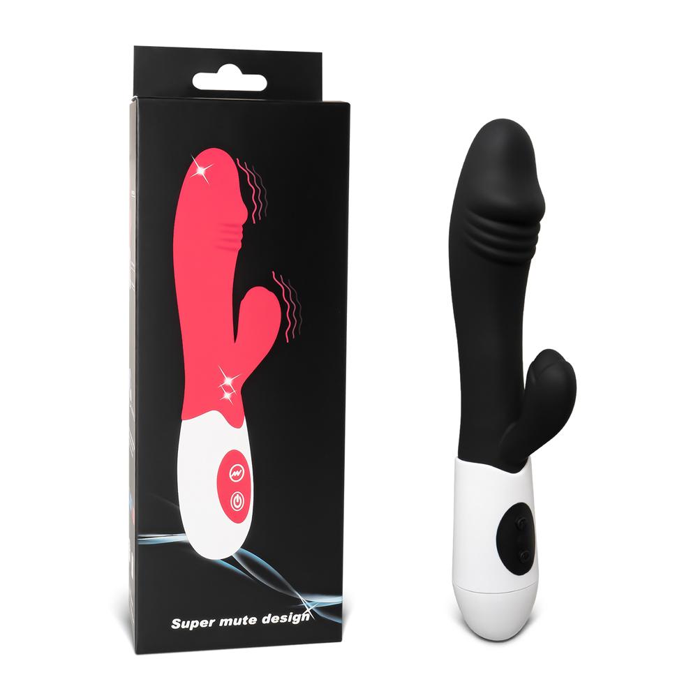 Black Silicone Penis G-Spot Vibrator ( Dual Motors )