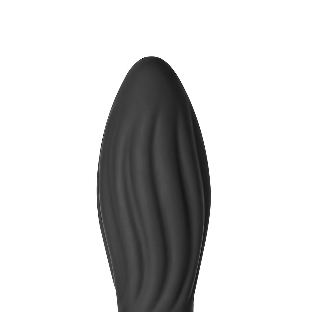 Black Silicone Vibrating Anal Plug with Ring