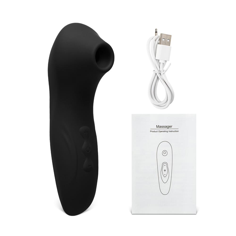 Black Sucking Massager - 5-Speed, Medical Grade Silicone, 4.53