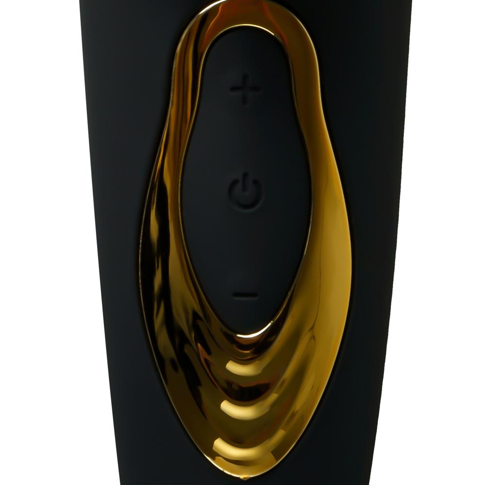 Black Sucking Massager with Plated Accent - 5-Speed, Medical Grade Silicone, Waterproof, Rechargeable