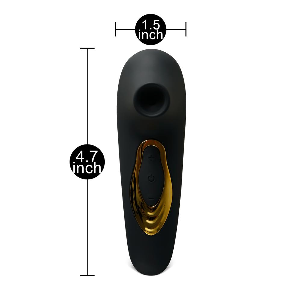 Black Sucking Massager with Plated Accent - 5-Speed, Medical Grade Silicone, Waterproof, Rechargeable