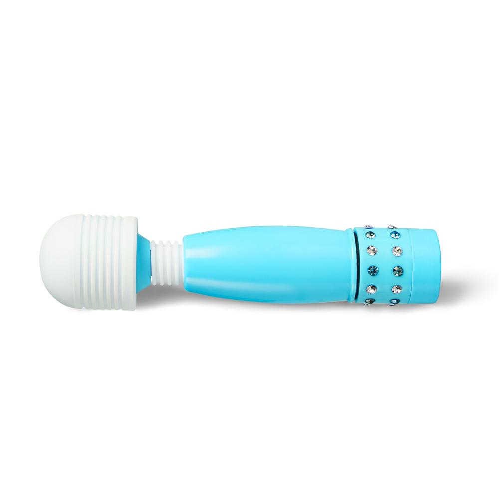 Blue Color Mini Wand Vibrator with Diamonds