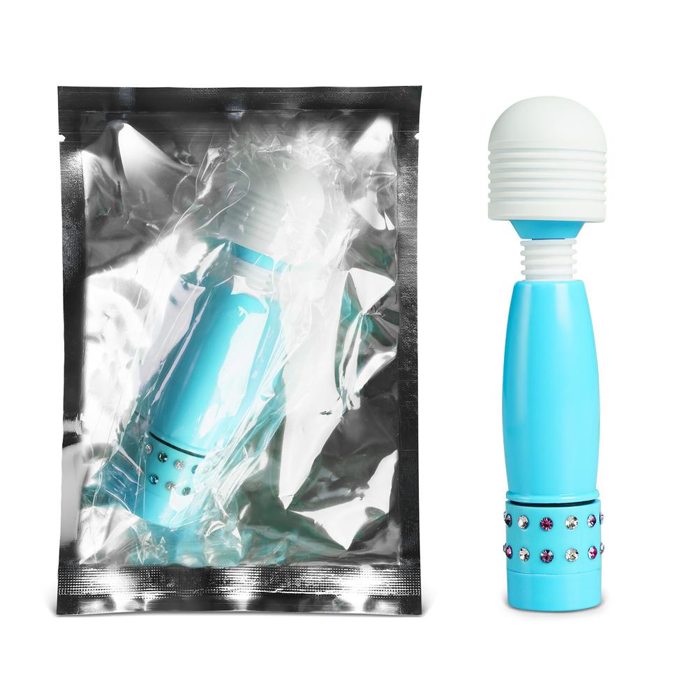 Blue Color Mini Wand Vibrator with Diamonds