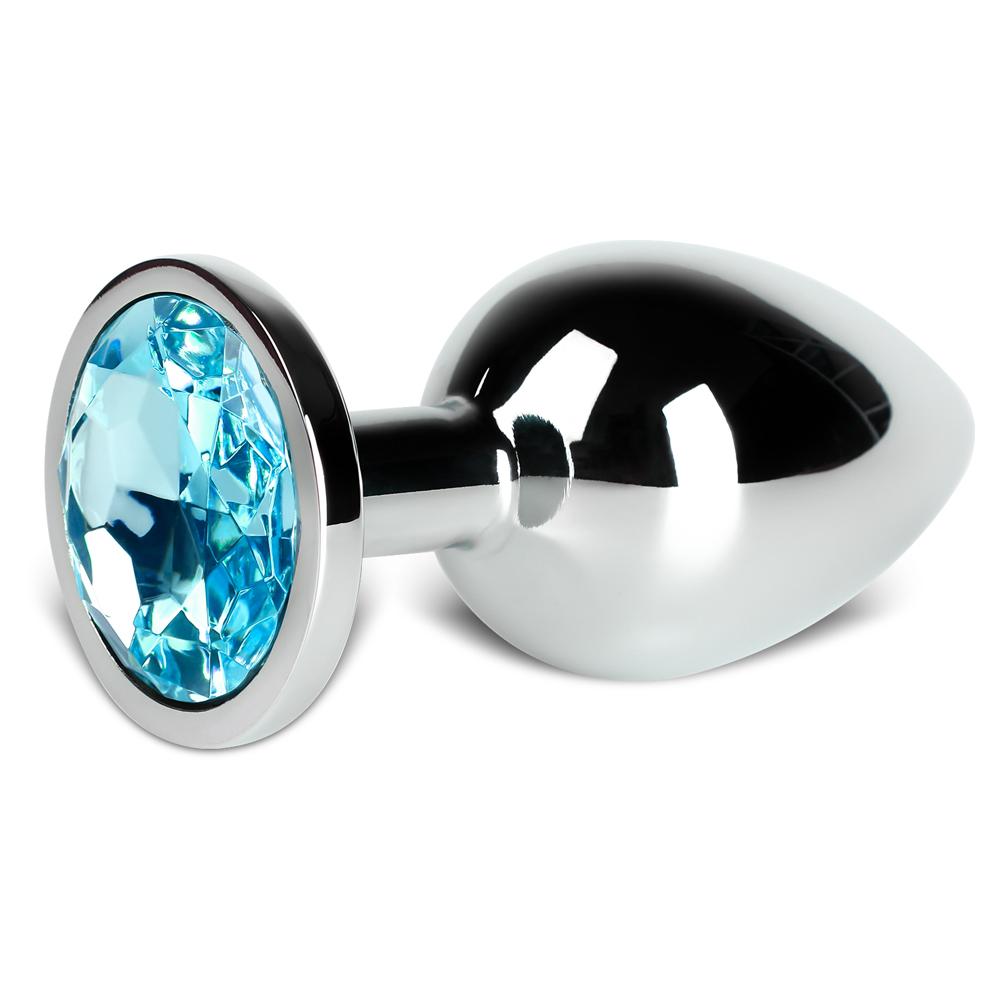 Blue Large Metallic Anal Plug