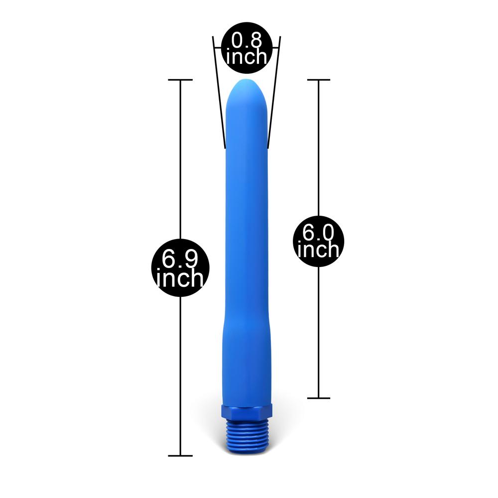 Blue Silicone Shower Enema Kit with Interchangeable Nozzle and 150cm Hose