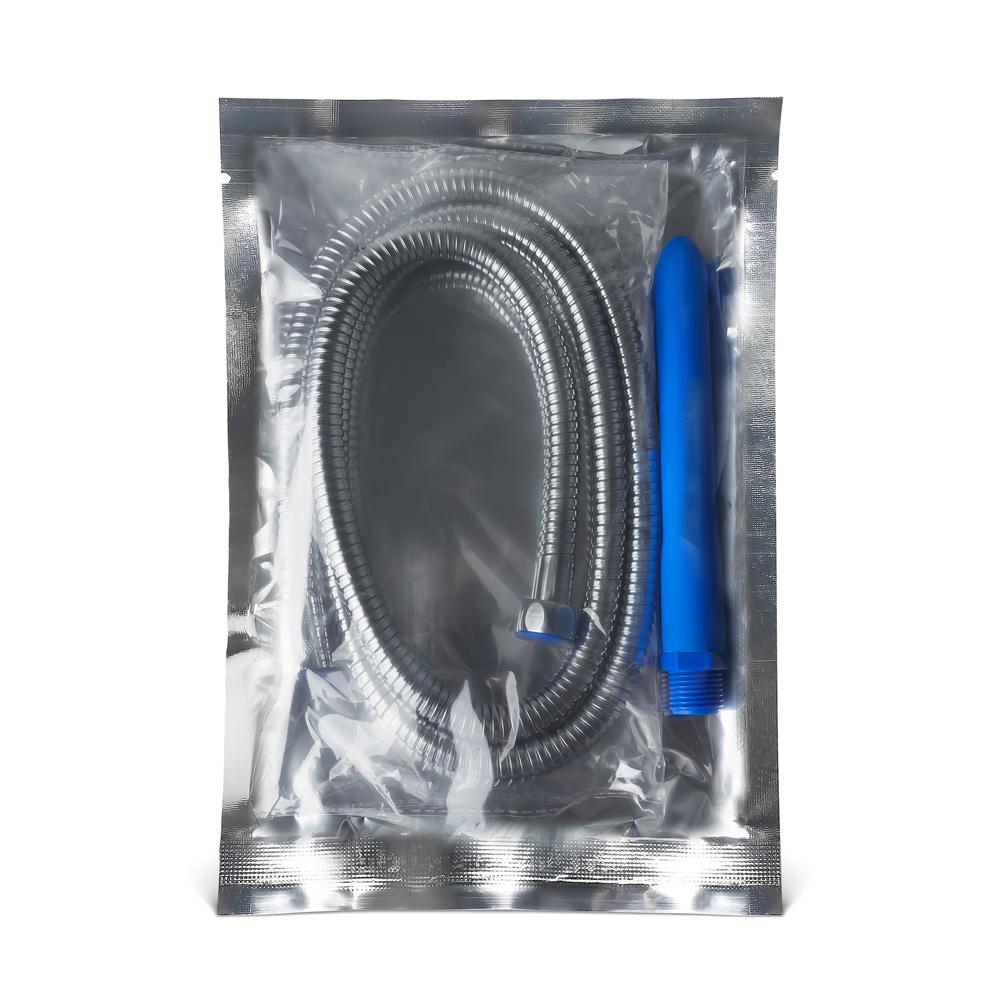 Blue Silicone Shower Enema Kit with Interchangeable Nozzle and 150cm Hose