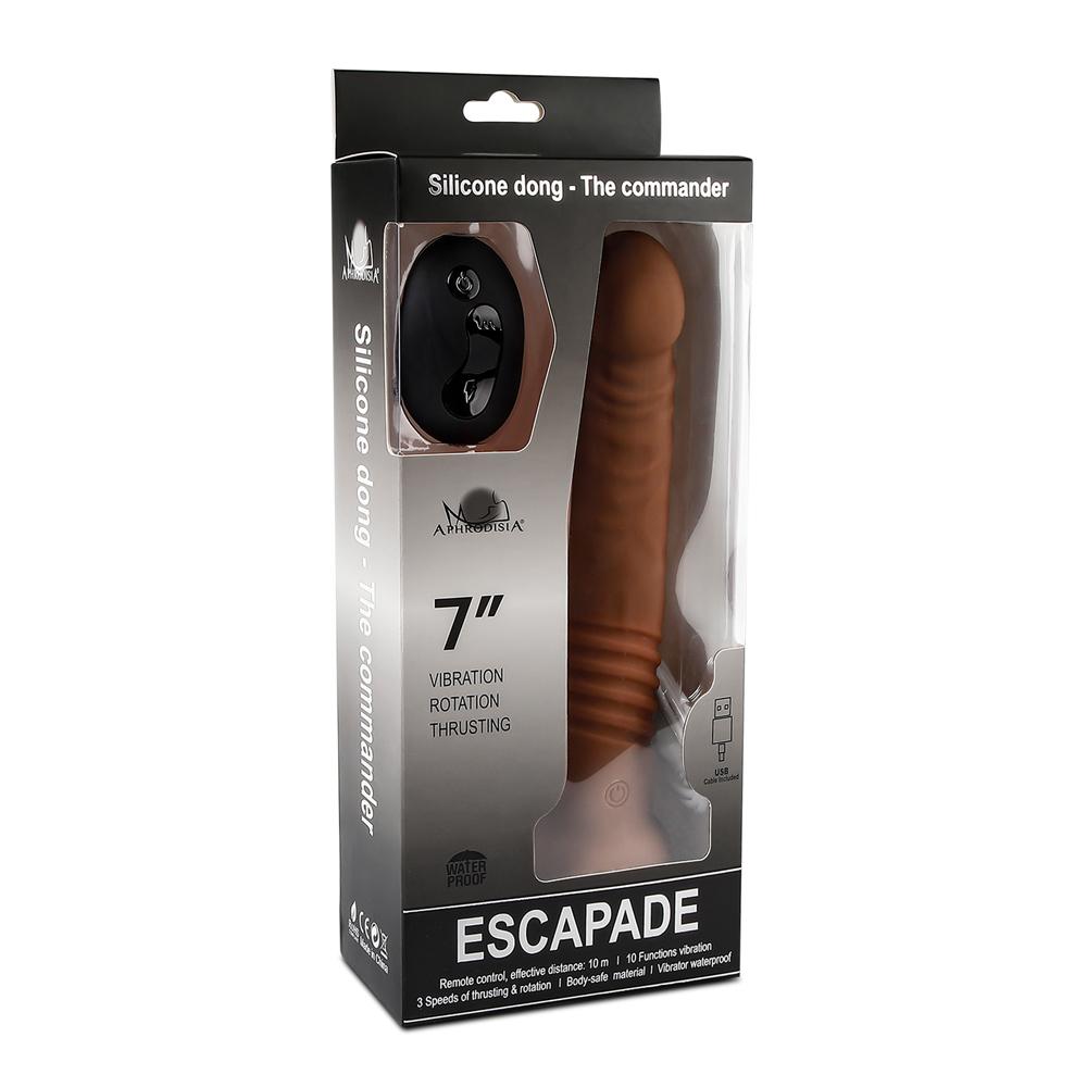 Brown Color 10 Functions Remote Control Silicone Rechargeable Vibrating and Thrusting Dildo