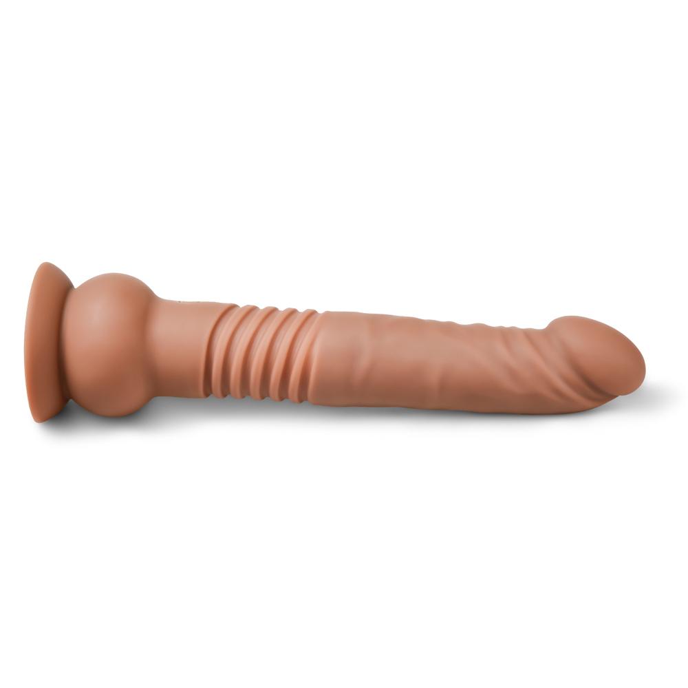 Brown Color 10 Functions Remote Control Silicone Rechargeable Vibrating and Thrusting Dildo