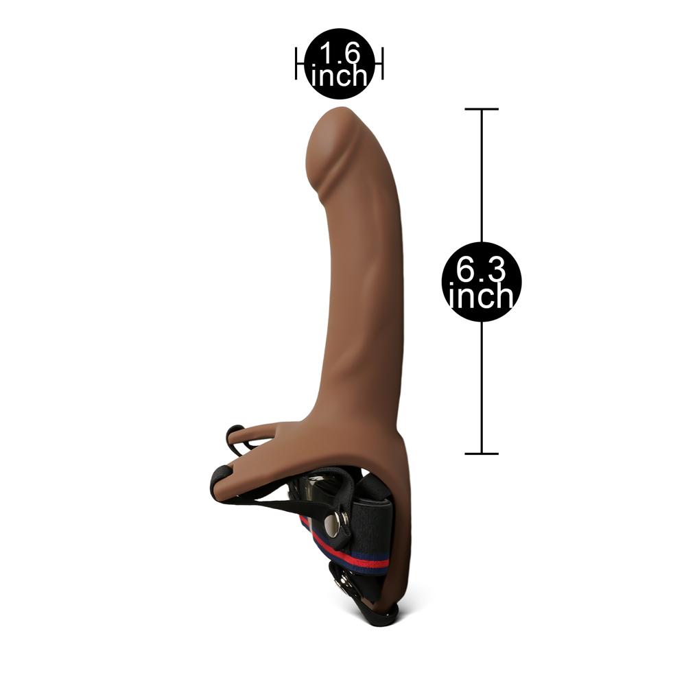 Brown Color Silicone Hollow Strap On Dildo